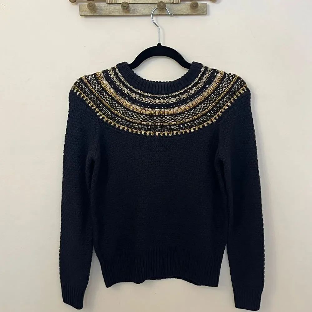 J Crew x The Reeds Sparkly Fair Isle Crewneck Sweater XS